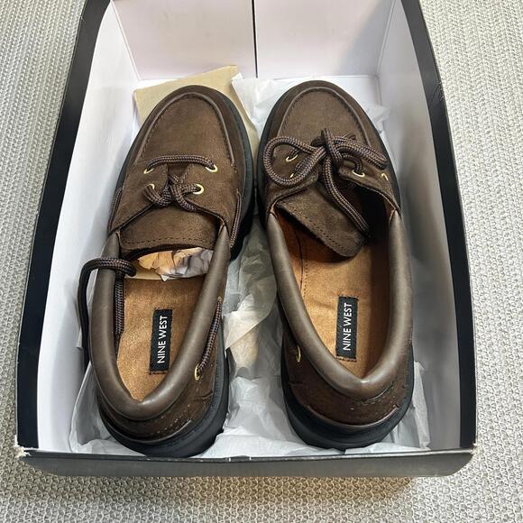 Nine West Brown Suede Kerisa Chunky Platform Lug Loafers Womens 9.5M - Picture 5 of 5